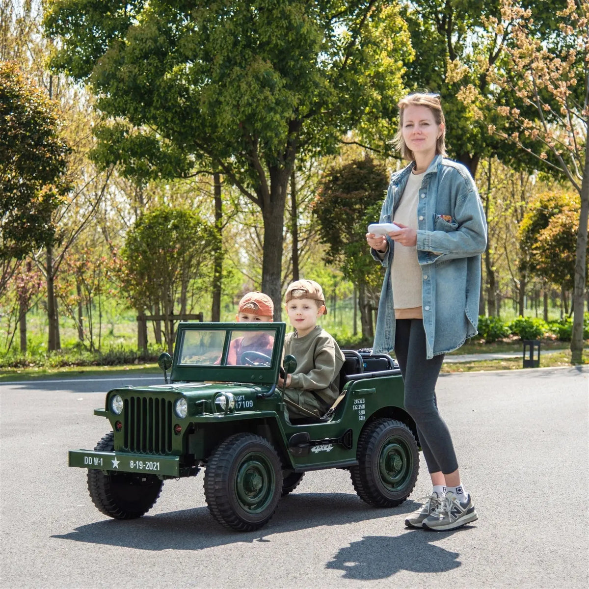24V Military Willys Truck 3 Seater Electric Ride on