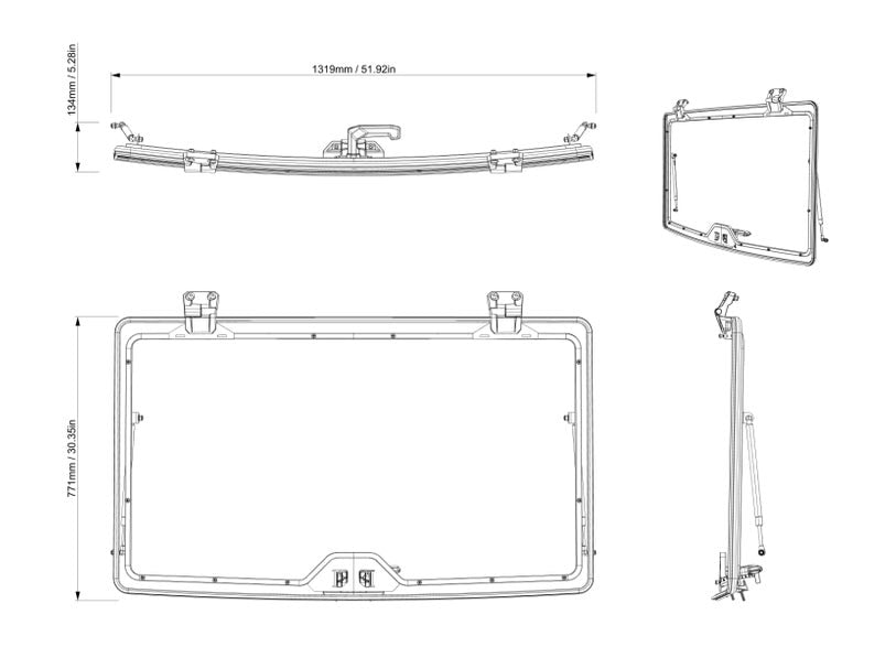 Can-Am Defender Flip Windshield - Hardcoated