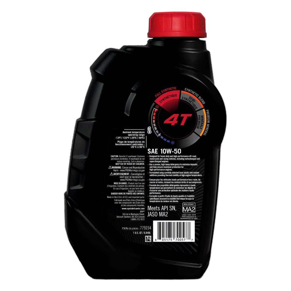 4T 10W-50 Synthetic Oil / 1 QT / 946 ml