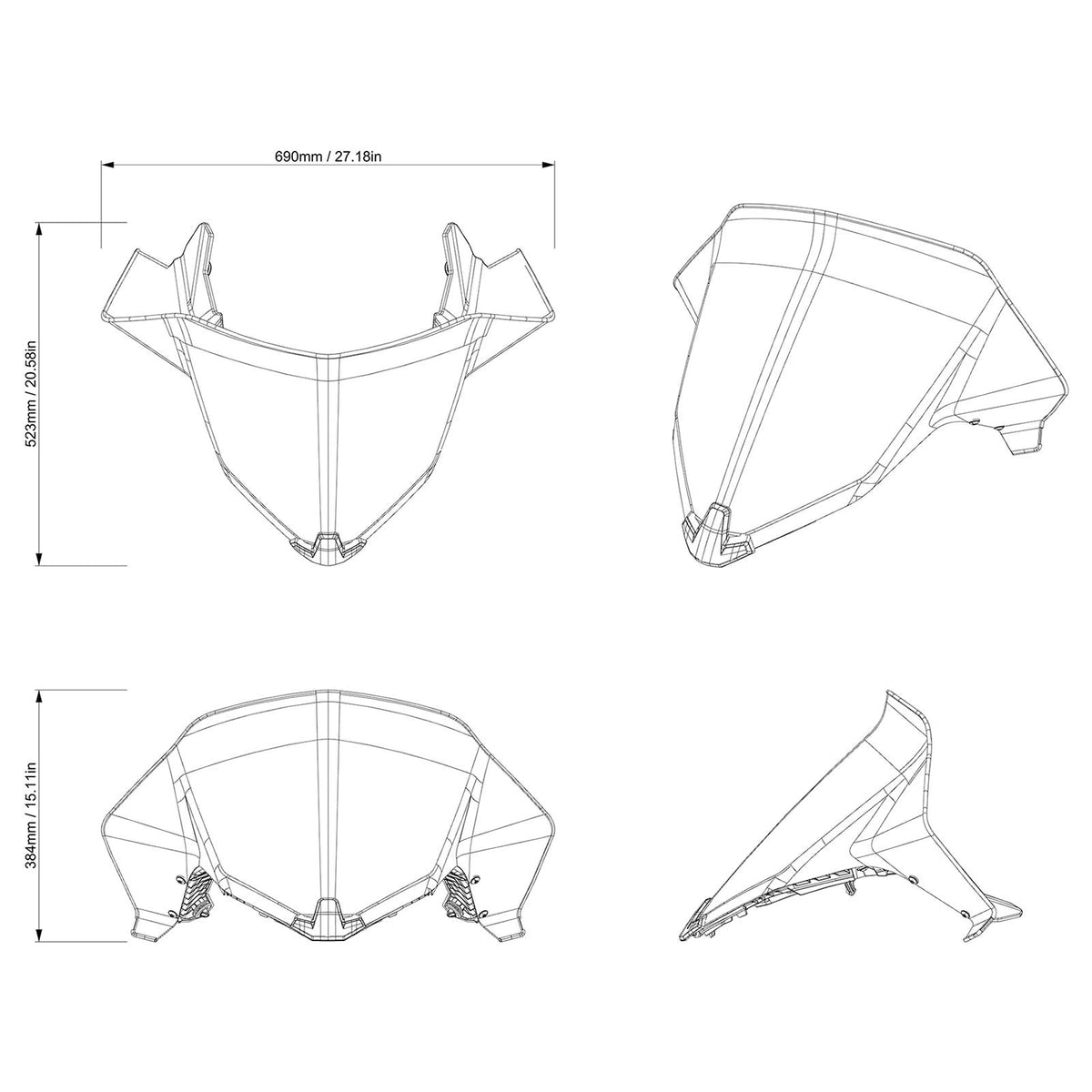Ski-Doo One-Piece Sport Medium Windshield